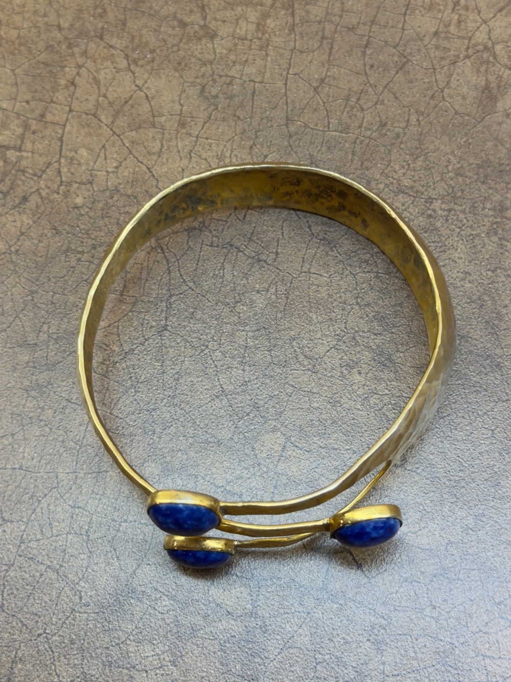 Gold-Tone Bracelet with Blue Stone Accents